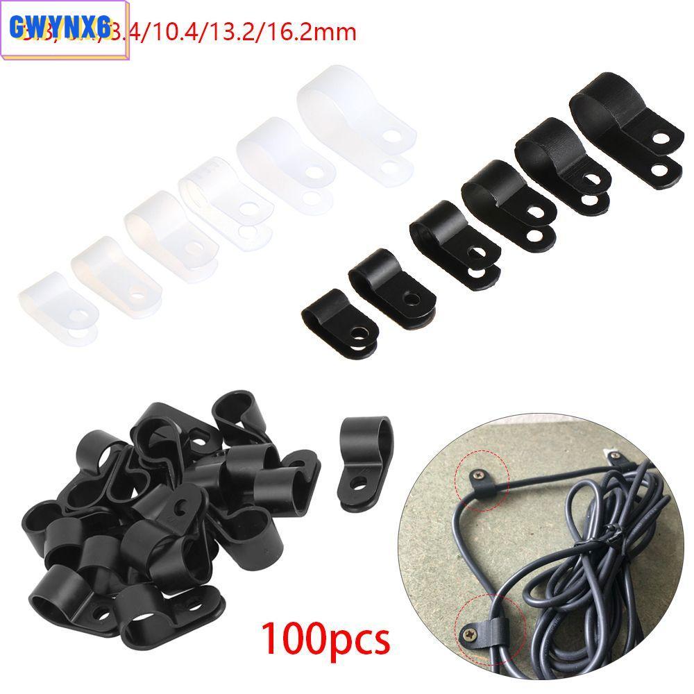 GWYNX6 100PCS R-Type คลิปอุปกรณ์ไฟฟ้าทนทานคุณภาพสูงที่มีประโยชน์ท่อติดตั้ง Fix