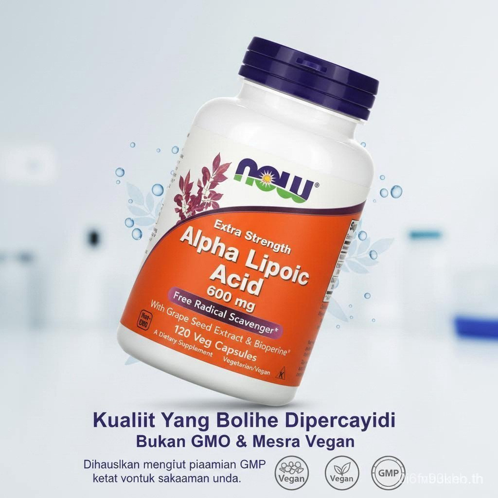 Now Foods Alpha Lipoic Acid 600 มก. 120 แคปซูลมังสวิรัติ Antioxidant Cell Metabolsm รองรับ IUPF KR4E