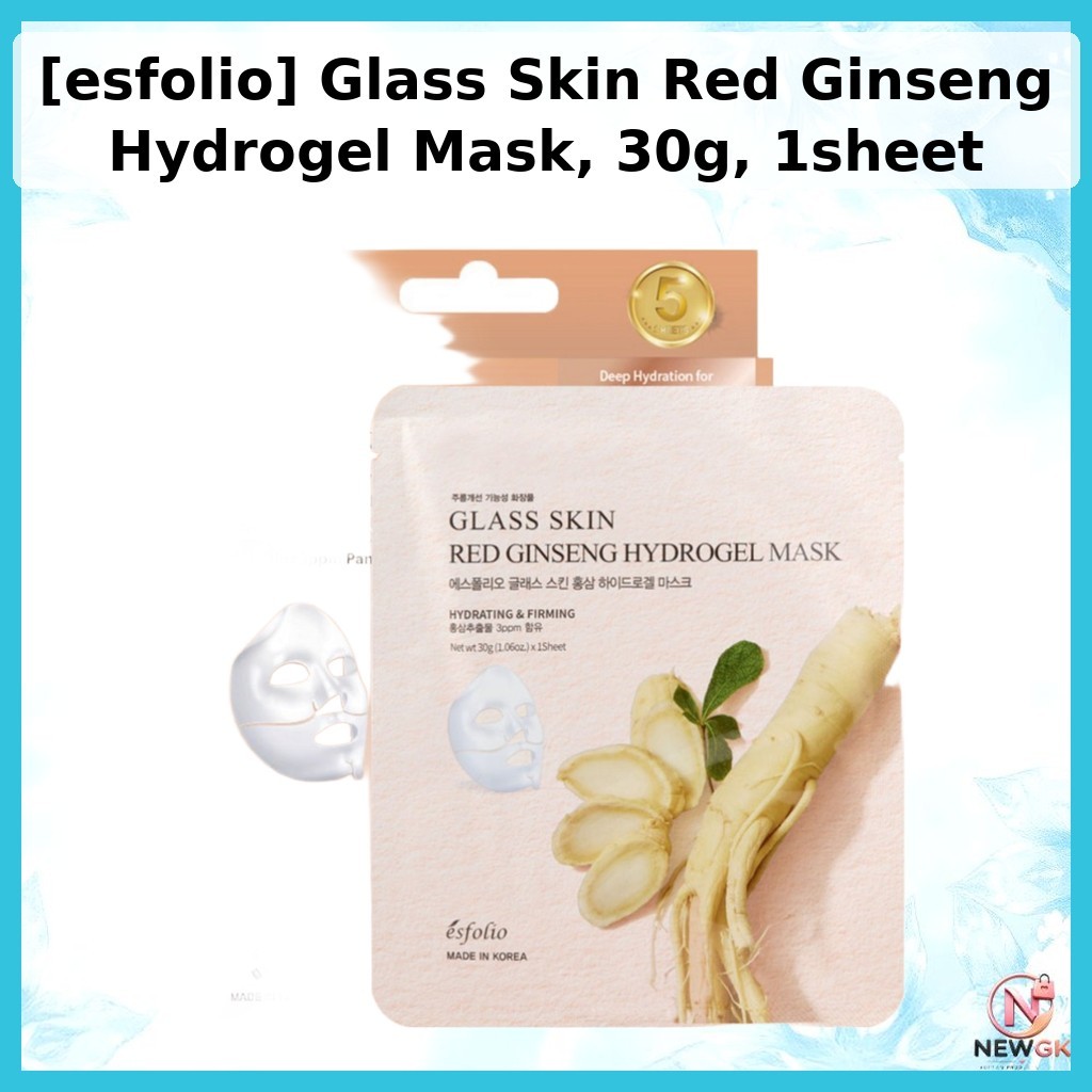 [esfolio] Glass Skin Red Ginseng Hydrogel Mask, 30g, 1 แผ่น / Korean Hydrogel Mask / Glass Skin Glow