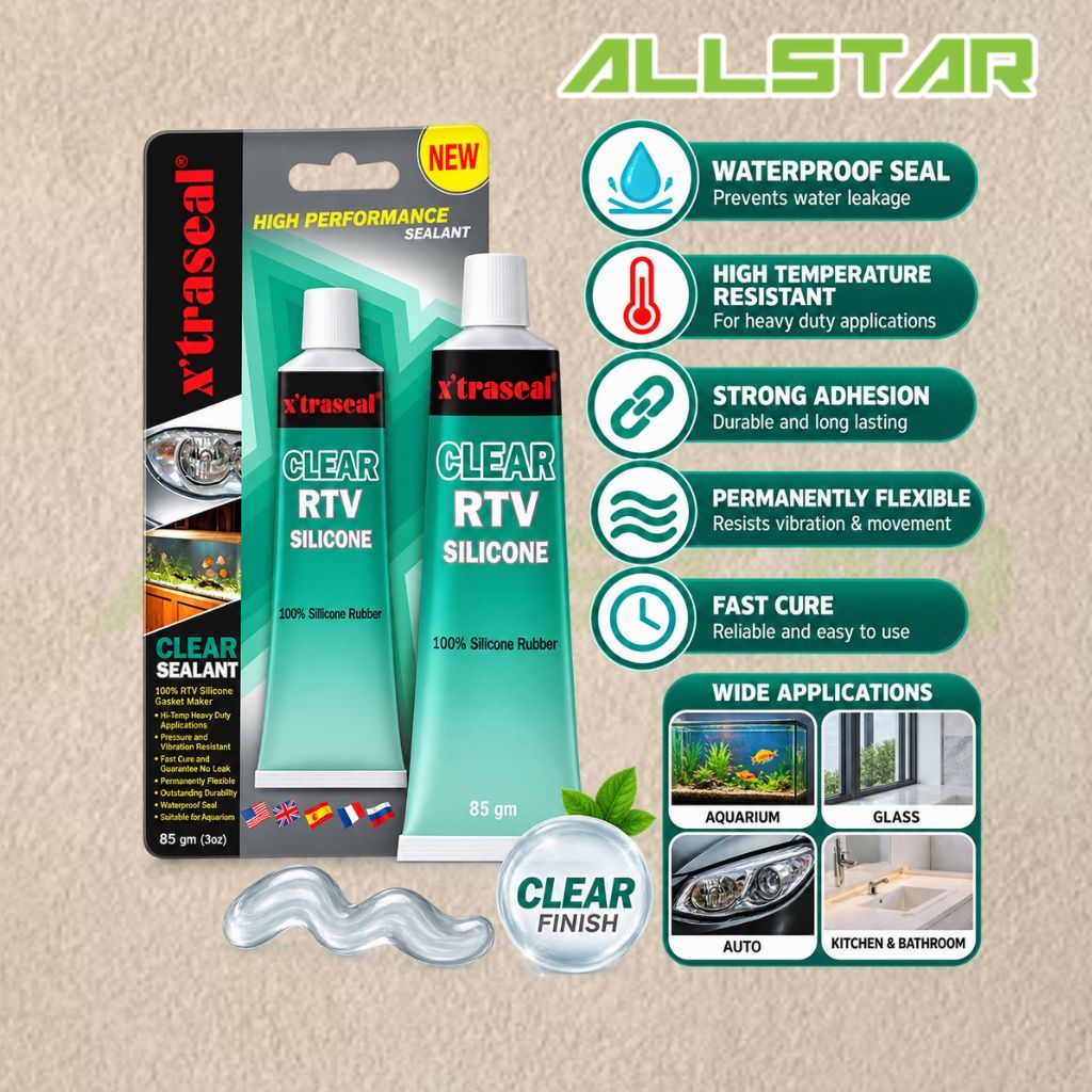 85g XTRASEAL แก้ว RTV ซิลิโคน Clear Sealant กาว 85gm ซิลิโคน Gam Aquarium ยาง lampu gambo akuarium g