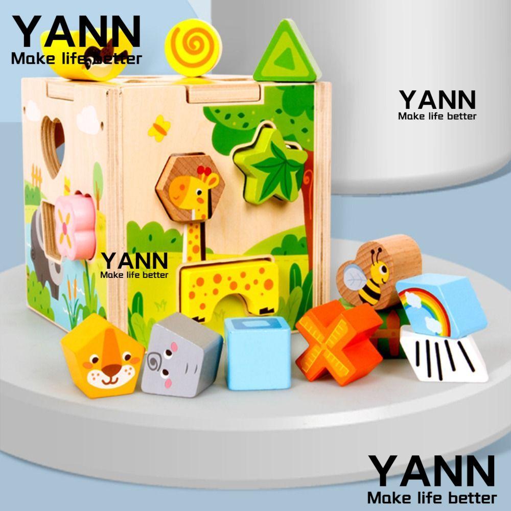 YANN ไม้กิจกรรม Cube, Sorting Cube Vintage ไม้รูปร่าง Sorter ของเล่น,คุณภาพสูงการเรียนรู้ Cube รูปร่