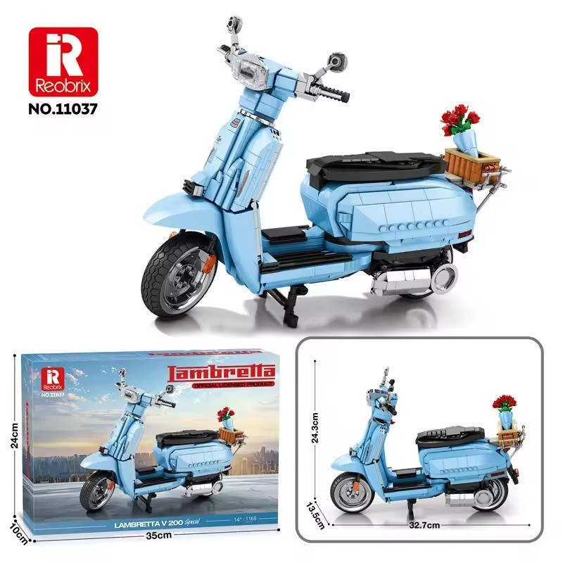 Reobrix 11037 V200 City รถจักรยานยนต์รุ่น Building Block - MOC ปริศนาฐานขาตั้ง, ปลอดภัยอิฐของเล่นของ