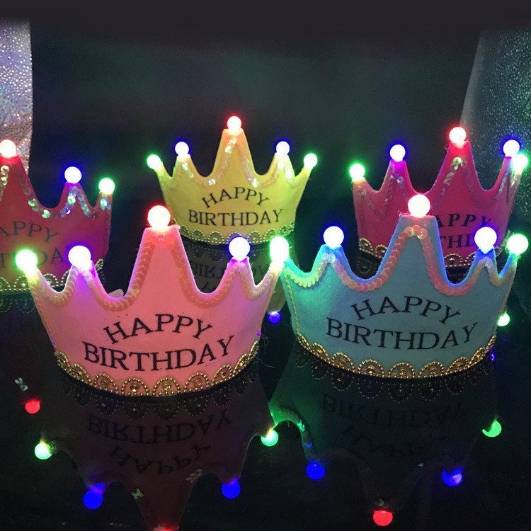ตกแต่งงานเลี้ยงวันเกิดแต่งตัว LED Luminous Crown Party หมวกเด็กสไตล์ King Princess หมวกวันเกิดที่กํา