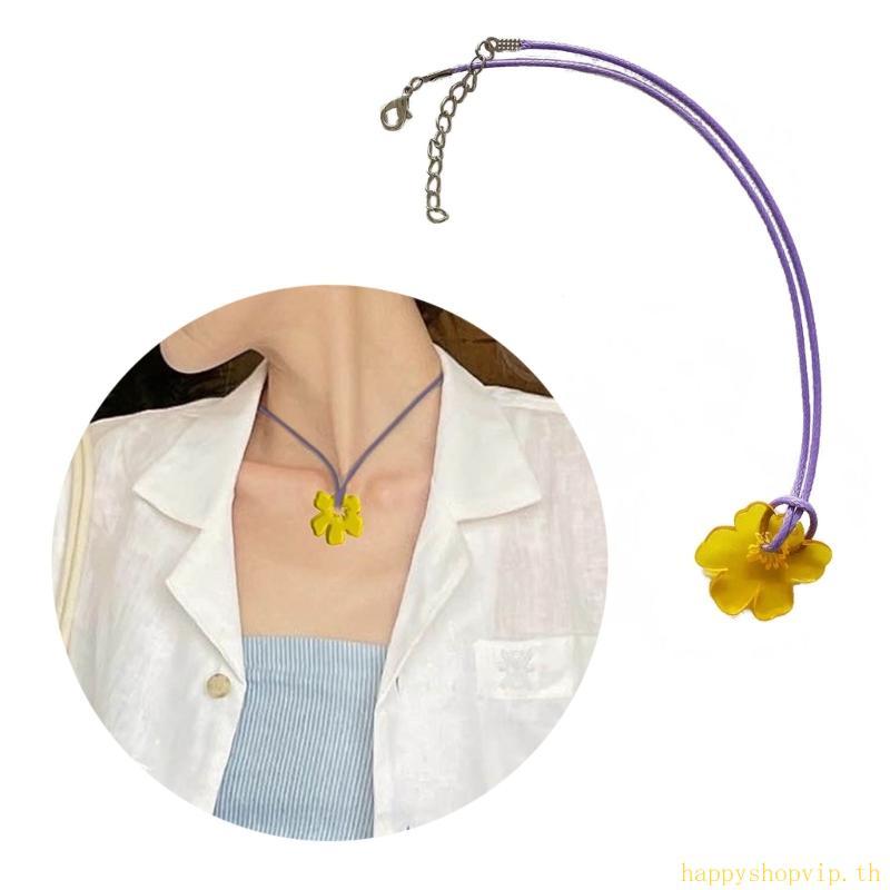 HSV สร้อยคอจี้ดอกไม้ Minimalist ดอกไม้ Chamrs สร้อยคอ Clavicle Chain เครื่องประดับ