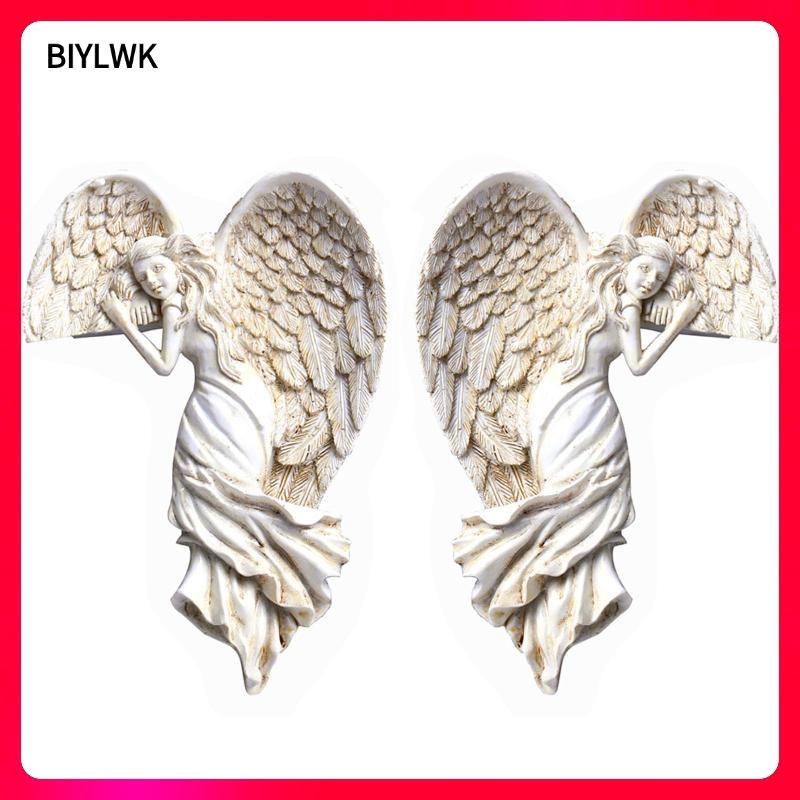 [Phenovo] Angel มุม, ประติมากรรมดูนางฟ้าประตู, ตุ๊กตา Wall Art Décor, 6.30x4.63x1.77inch