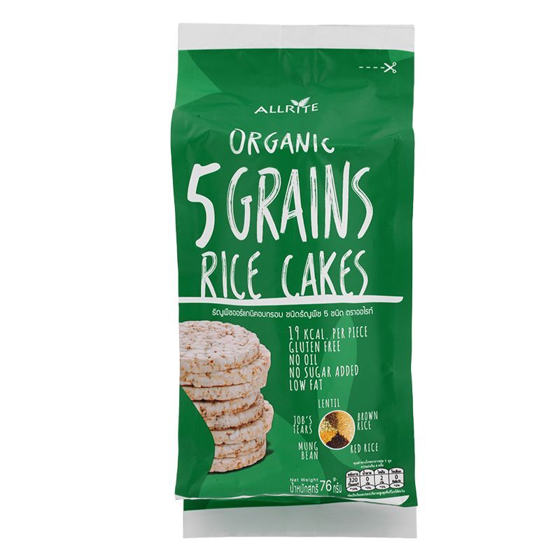 ออไรท์ธัญพืชออแกนิคอบกรอบธัญพืช5ชนิด 76กรัม Allrite Organic Rice Cakes 5 Grains 76g.