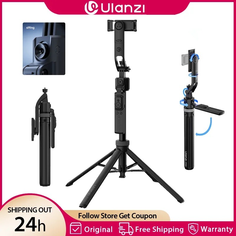 Ulanzi TT23 1.63M การติดตามอัตโนมัติ Selfie Stick Quad-Leg โทรศัพท์ขาตั้งกล้อง 10M รีโมทคอนโทรล Gest