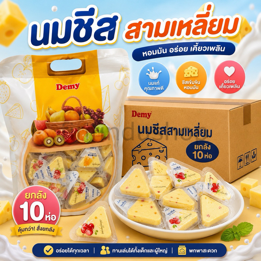 ชีสนมวัวสามเหลี่ยมยกลัง 5Kg. (ห่อละ500g.*10ห่อ)