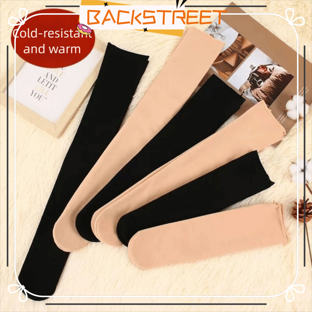 BACKSTAGESRET Snow Socks, Black Nude Thicken Home Floor Socks, Warm Thermal Casual Velvet-lined Mid 