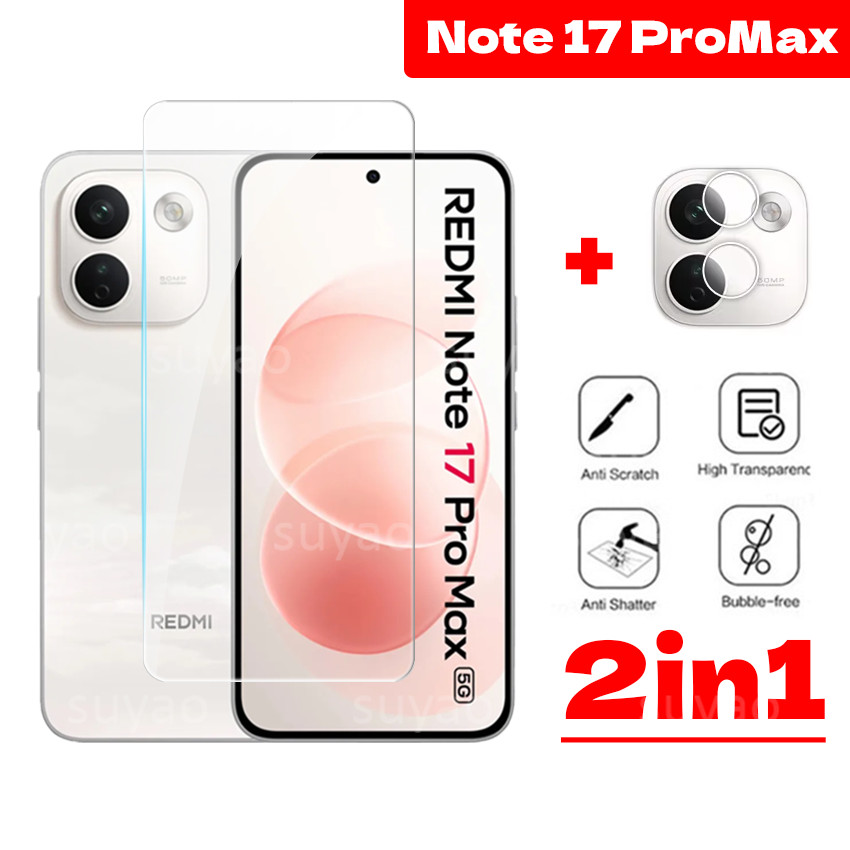 สําหรับ Redmi หมายเหตุ 17 Pro Max ProMax 2026 ป้องกันหน้าจอฟิล์มเลนส์กล้อง Note17ProMax โทรศัพท์กระจกนิรภัย Clear HD 9H โปร่งใส