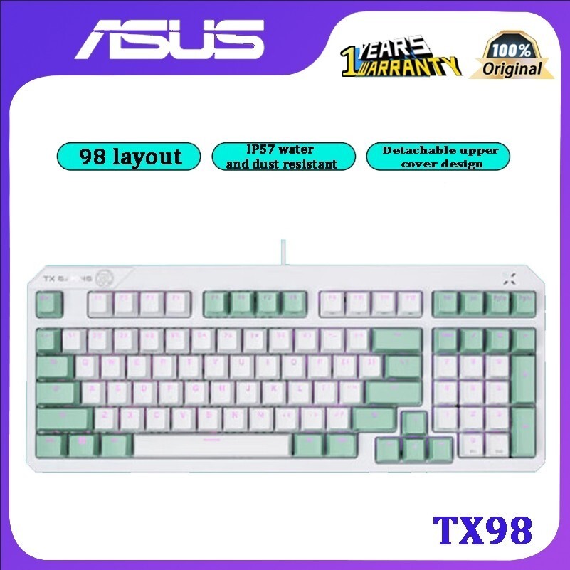 ASUS TUF Gaming Tianxuan TX98 คีย์บอร์ดเกมแบบมีสายคุณสมบัติการกําหนดค่า 98% พร้อมฝาครอบด้านบนที่ถอดอ