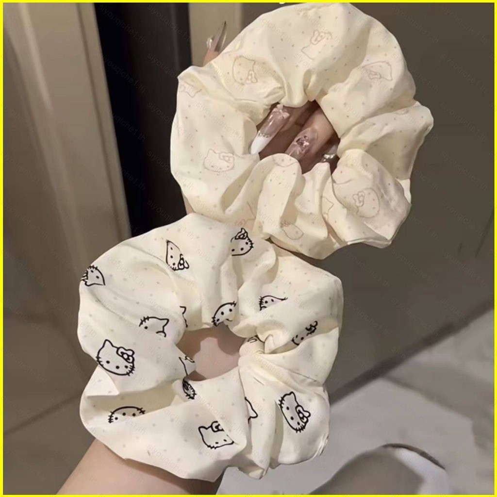 SY1 ลูกแมวน่ารัก Hello Kitty Hair Tie ผ้าฝ้ายนุ่มยืดหยุ่น สไตล์อินเทรนด์สำหรับวัยรุ่น