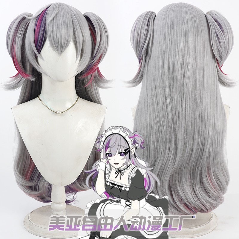 วิกผมสไตล์Fuwa Minato จากNIJISANJI แบบแยกผมหางม้า