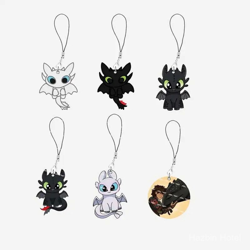 อะคริลิค Toothless Dragon โทรศัพท์มือถือ Charms Toothless Dragon Light Fury จี้ขนาดเล็กโทรศัพท์ Key Chain แหวนแฟนเพื่อนของขวัญ