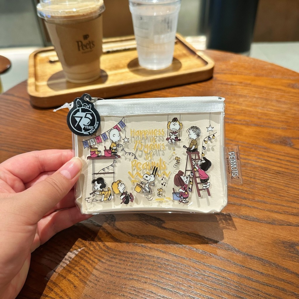 กระเป๋ากันน้ำสไตล์ญี่ปุ่น Snoopy พิมพ์ PVC สำหรับลิปสติกและของใช้เล็กๆ