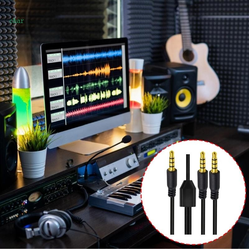 Char 4 เสาสายเสริมสําหรับชุดหูฟังสําหรับเล่นเกมสมาร์ทโฟนทีวีแล็ปท็อปการออกแบบป้องกันการรบกวนการเชื่อ