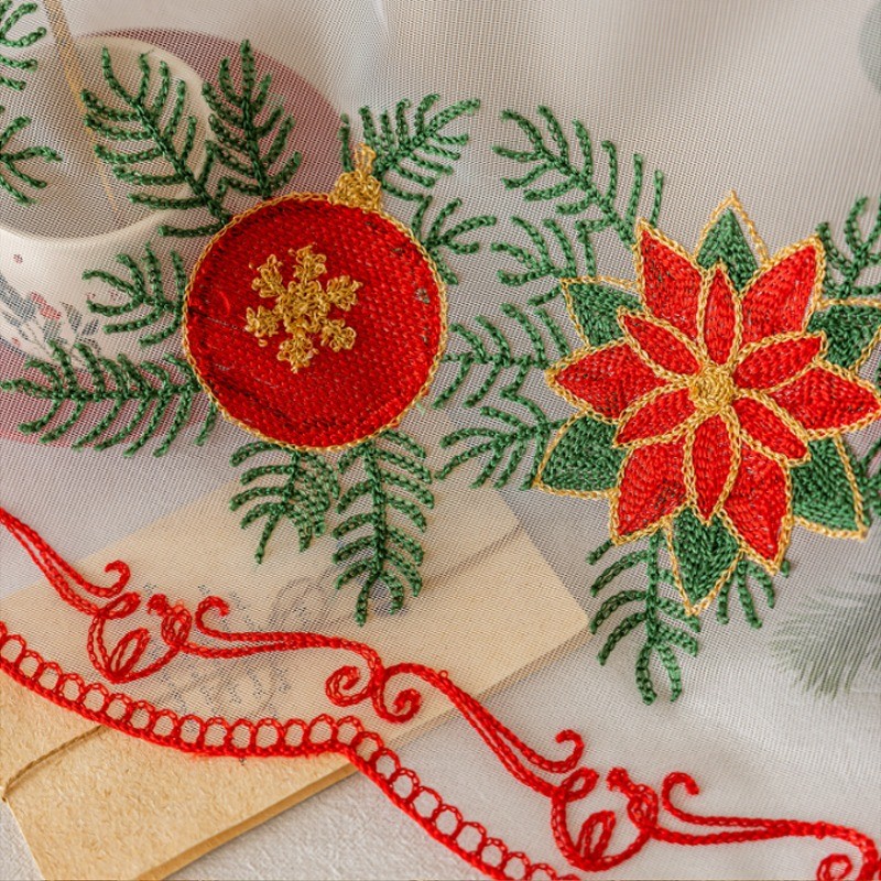 COD 50*100cm ผ้าม่านครึ่งหน้าต่าง ผ้าม่านคริสต์มาส ผ้าม่านสั้น รูปแบบคริสต์มาส ลูกไม้สั้น ผ้าโปร่ง ตกแต่งคริสต์มาส - รูปที่ 7