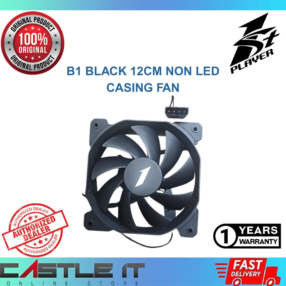 1st Player F-BK-4P B1 สีดํา 120 มม.พัดลมปลอก Non LED Molex 4 Pin Standard Cooling