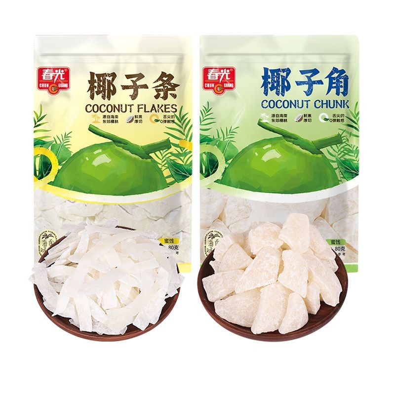 2025 สินค้าใหม่ Chunguang Coconut Corner Coconut Strips Combine 320g Bag Hainan Specialty Charcoal G