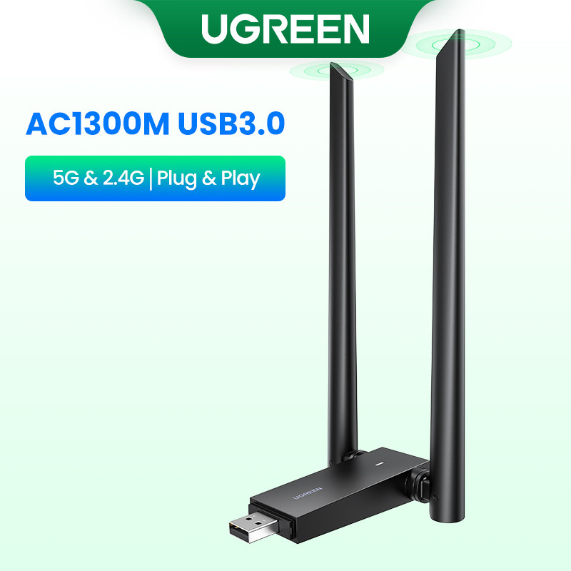 UGREEN อะแดปเตอร์ WiFi USB3.0 AC1300Mbps 5G & 2.4G Dual-Band USB WiFi สําหรับ PC เดสก์ท็อปแล็ปท็อปเส