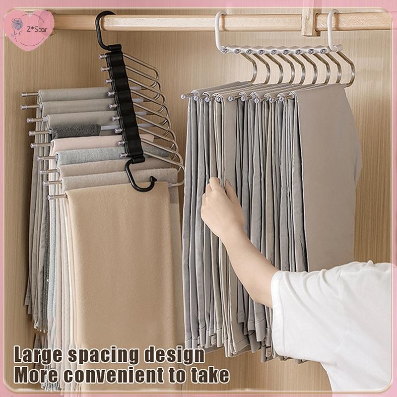 Z * Star พับ Magic กางเกงแขวน 5/9 ชั้นสแตนเลสประหยัดพื้นที่เสื้อผ้า Rack Organizer สําหรับตู้เสื้อผ้
