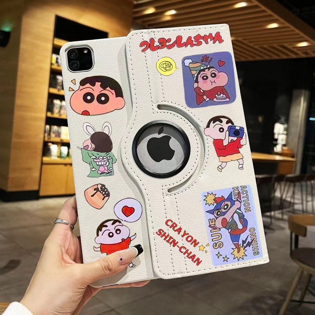 ใหม่ Crayon Shin-Chan การพิมพ์หมุนได้ Apple iPad10 แท็บเล็ตพีซีเคส Air6 เคสป้องกัน Pro2024 Air5/4 เค