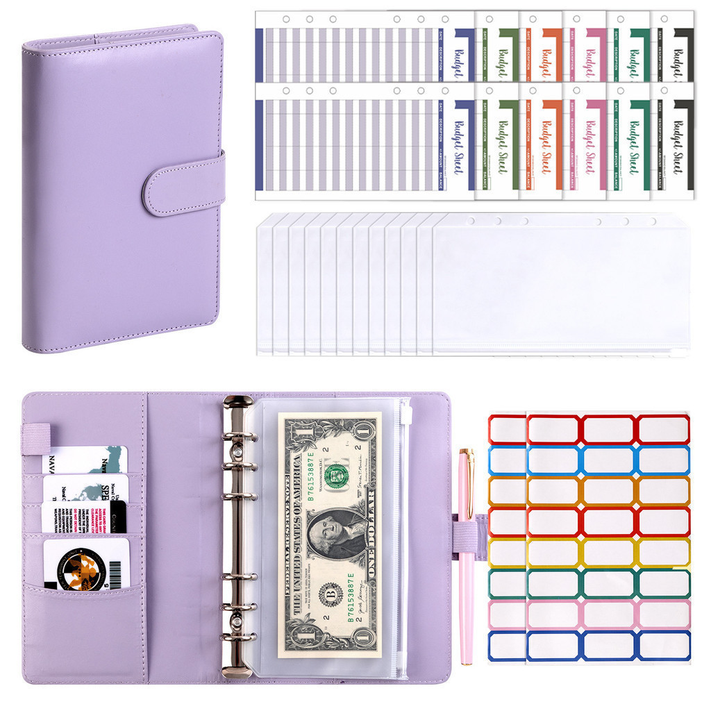 A6 Binder Daily Book & Planer บัญชีมือ Notebook Binder กระเป๋าเก็บซองจดหมายธนบัตรพร้อม
