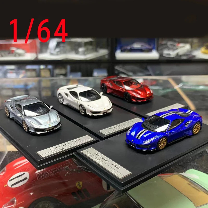 รถDiecastรุ่น1/64 Scale Pista 488 กีฬารถจําลองเปิดยานพาหนะสะสมเครื่องประดับ