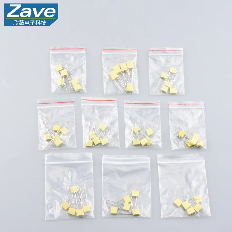 50pcs calibration capacitor ชุด 10 ที่ใช้กันทั่วไป 100V 102J 152J 332J 472J 103J 333J 473J 104J 224J