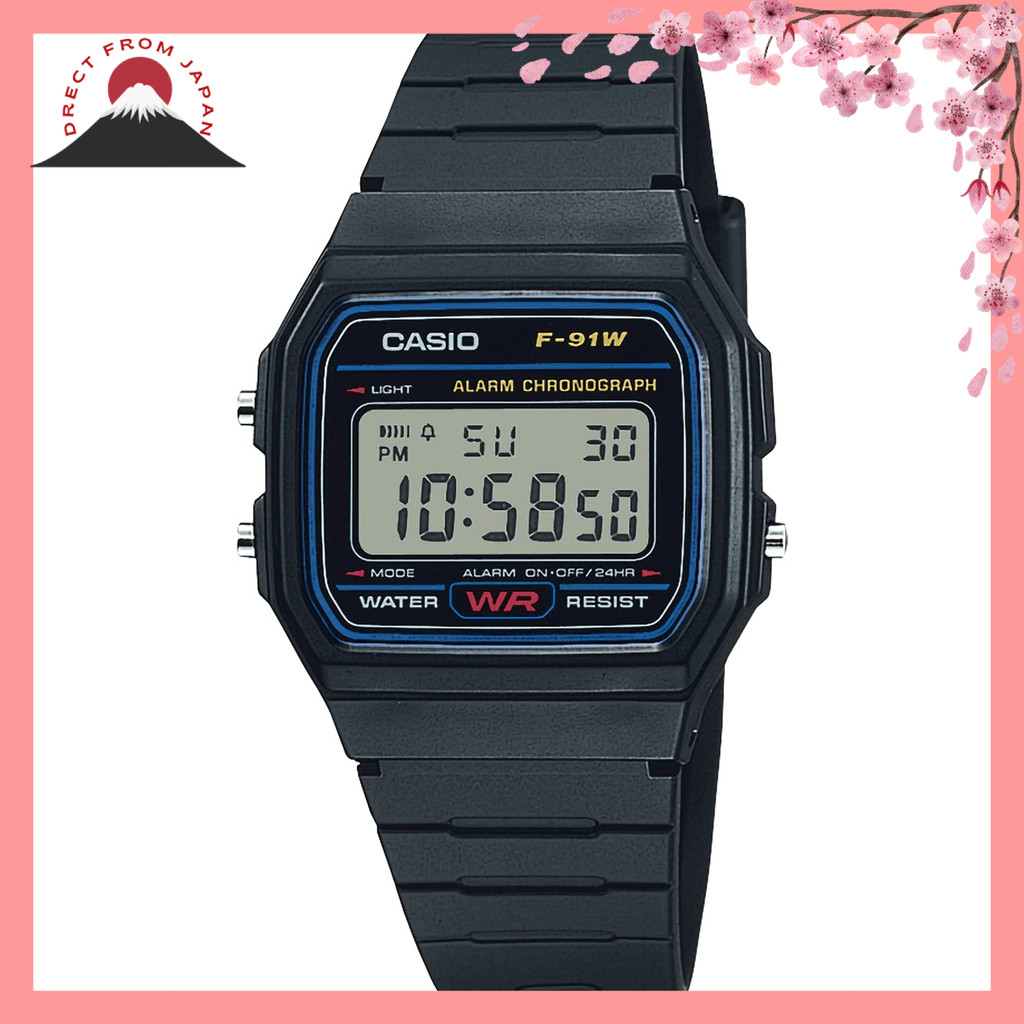นาฬิกาข้อมือ CASIO คอลเลคชั่น F-91W-1JH ผู้ชาย ระบบดิจิตอล น้ำหนักเบา ทนทาน หน้าจอ LED สองโหมด 12/24