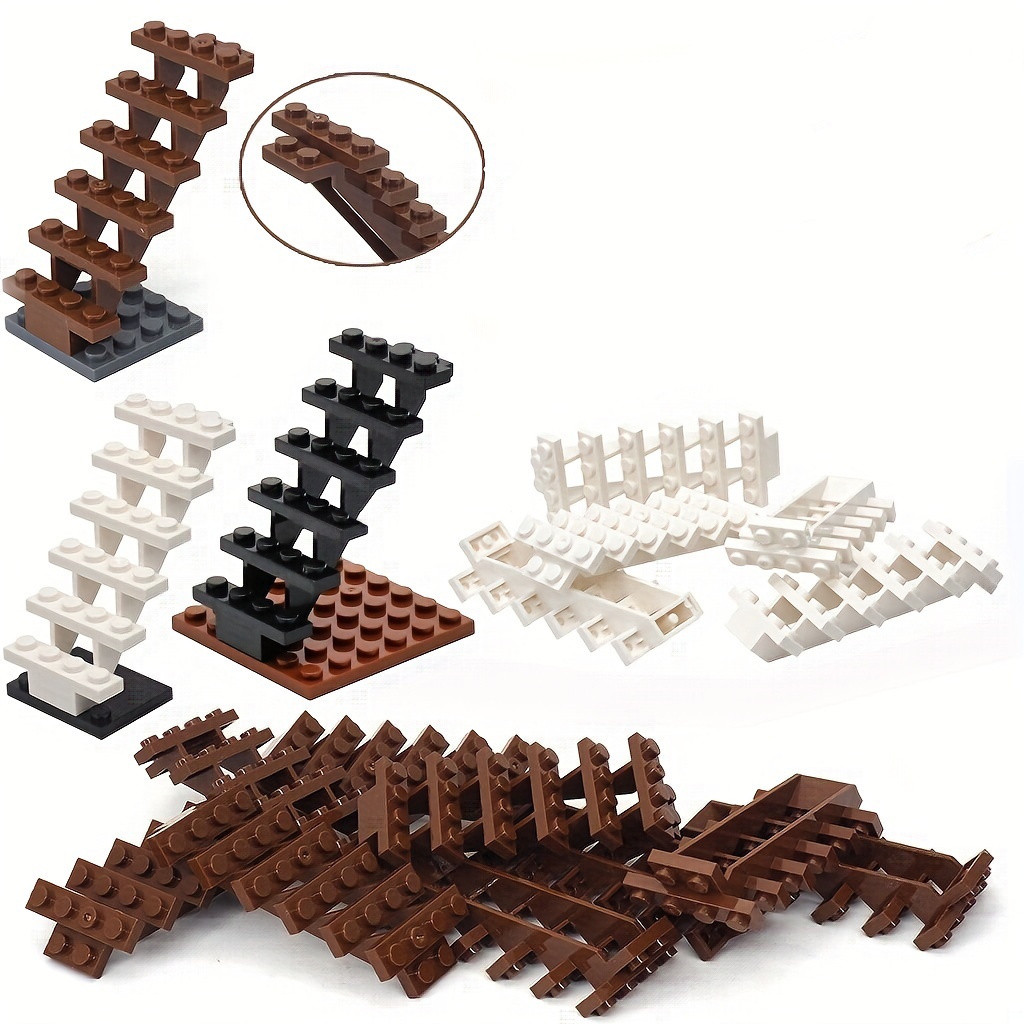 New Product # 4pcs Staircase MOC Bricks 7x4x6 House Stairs Straight Open 30134 Steps Ladder Modular 