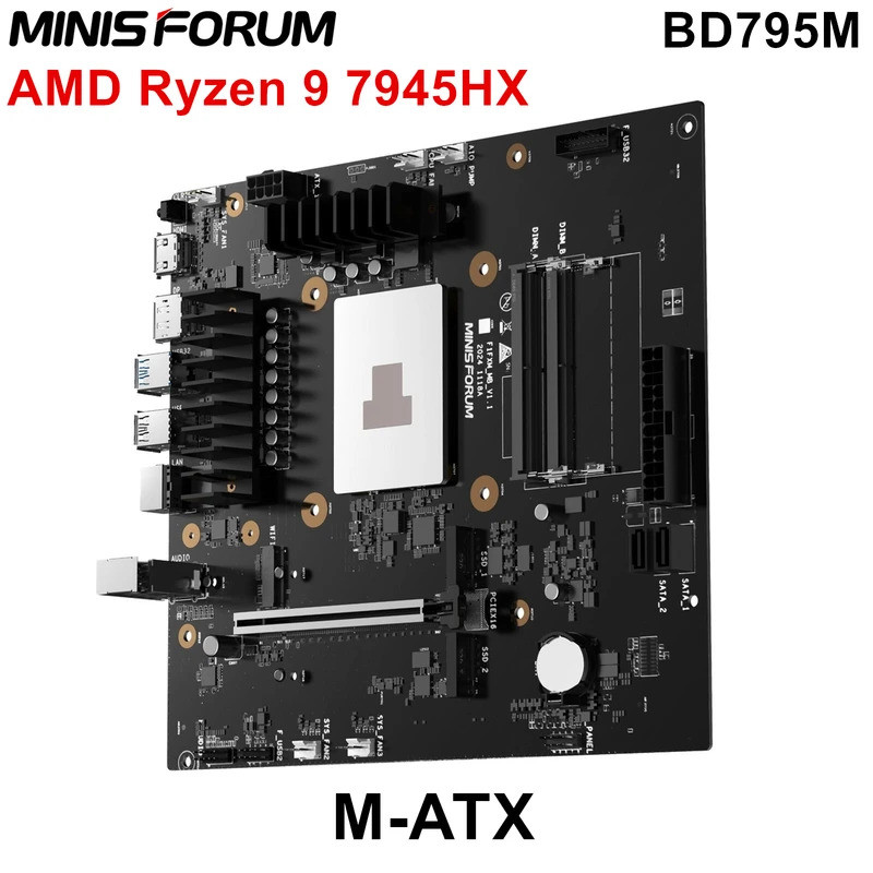 MINISFORUM BD795M M-ATX เมนบอร์ด NAS AMD Ryzen 9 7945HX 16C/32T 2*DDR5 2*NVMe 2*SATA3.0 PCIe4.0 x16 