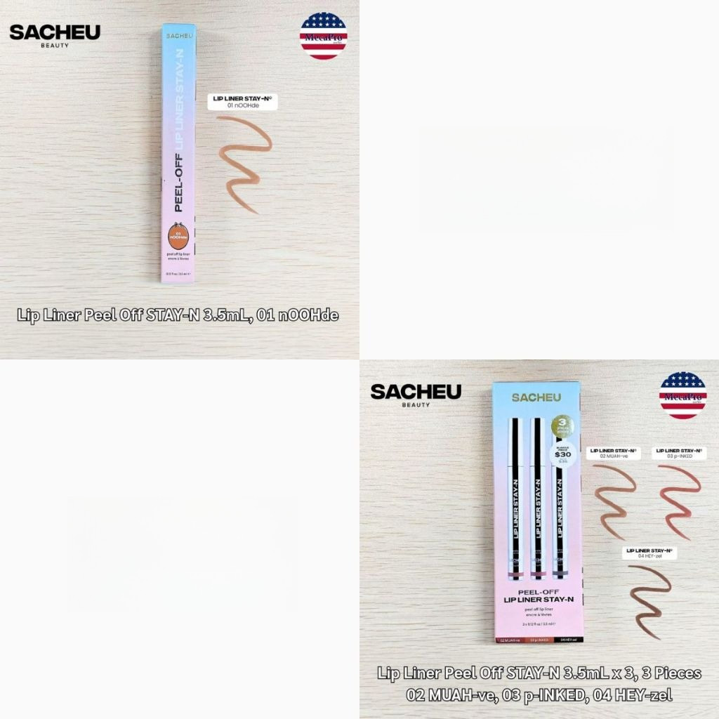 Sacheu® Lip Liner STAY-N Peel Off Lip Stain 1 or 3 Colors ลิปไลเนอร์แบบลอกออกได้
