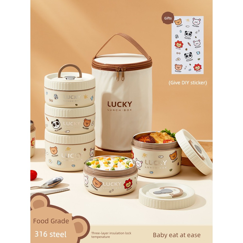 กล่องข้าว ปิ่นโต พนักงานออฟฟิศไมโครเวฟความร้อนได้ 316 สแตนเลส