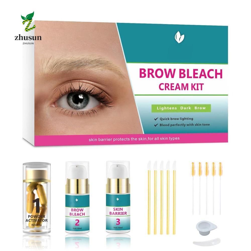 ZHUSUN Brow Lightening Kit, Eyebrow Bleach Quick Brow Bleach Kit, Hot No Drip 5 Applications Easy to
