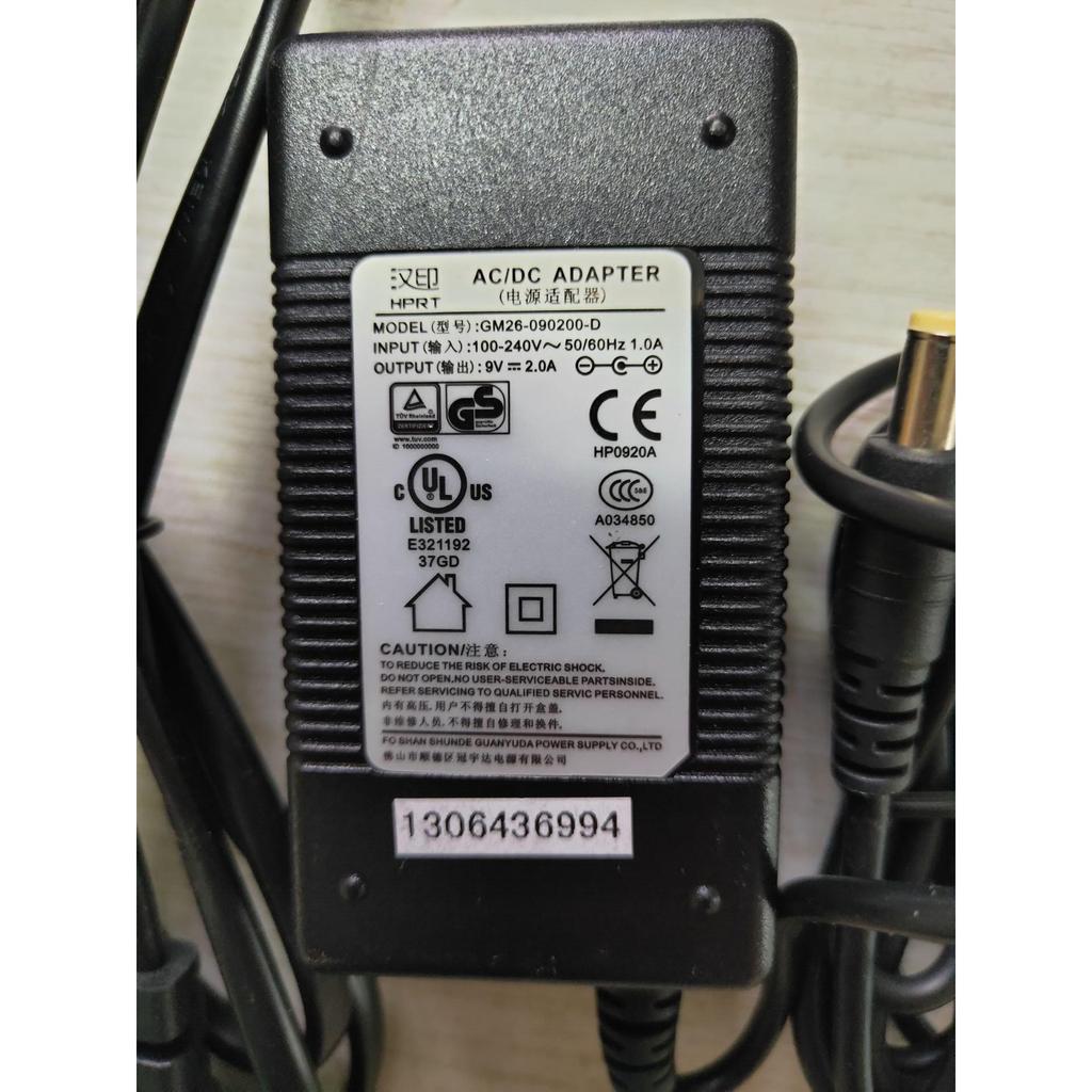ซีลจีนเดิม GM26-090200-D Barcode Label Printer 9V2A Power Adapter Transformer Charging