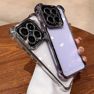 ชุบโปร่งใสเคสโทรศัพท์ สําหรับ Xiaomi 15T 14T 13T 12T 11T Pro 11 Lite 15 17 Pro Max 15TPro กล้องป้องกันถุงลมนิรภัยกันกระแทกซิลิโคนนุ่ม