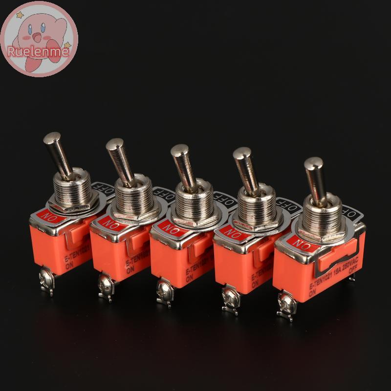 ถูกต้อง 5 ชิ้น SPST DPDT 250V 15A Toggle Switch 2 ตําแหน่งสลักเปิด-ปิดเปิด E-TEN1322 1021 1122 1221 