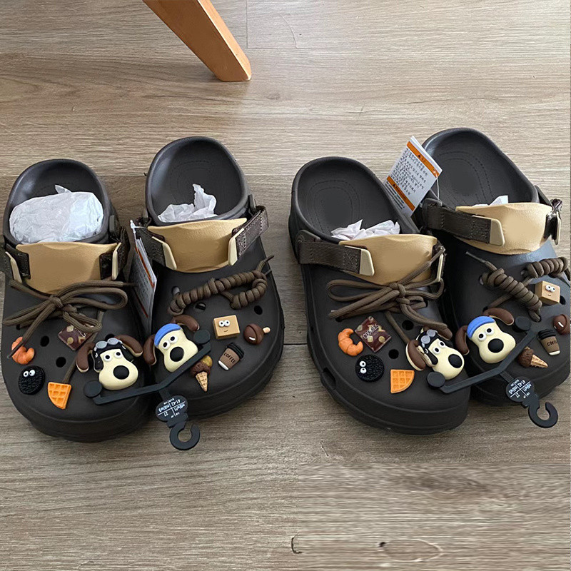 ✨จิ๊บบิทสุนัขการ์ตูน จิ๊บบิทสีดำแบบถอดได้ ตัวติดรองเท้าCrocs ลวดลายเฉพาะDIY RPE5
