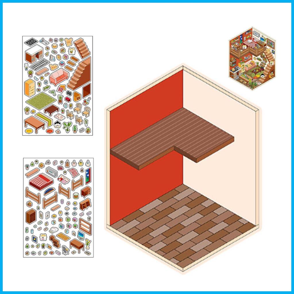 3D สติกเกอร์ฉาก Make Your Own House สติกเกอร์ Scrapbooking หัตถกรรมสําหรับบรรเทาความเครียด Planners 