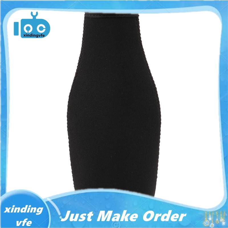 6 แพ็คขวดเบียร์ Cooler Sleeves Keep Drink Cold Zip-Up Neoprene ฉนวนแขนสีดํา