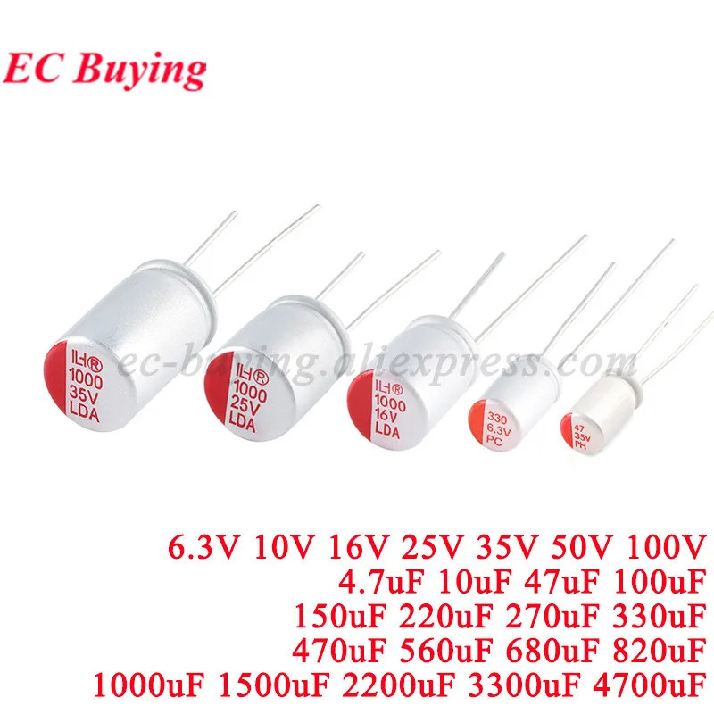 DIP Solid Electrolytic Capacitor Super Low ESR 6.3V 16V 25V 35V 50V 100UF 270UF 470UF 220 330 560 68