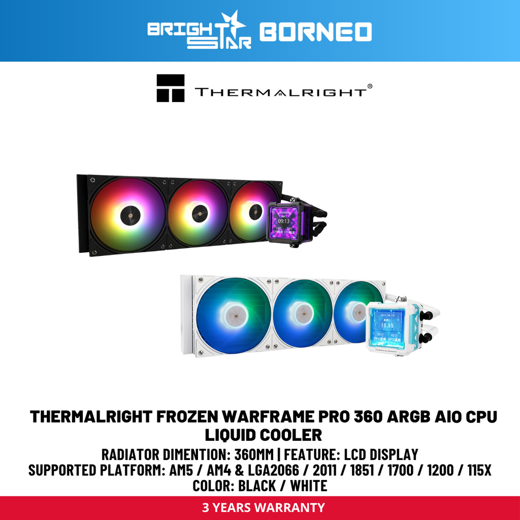 THERMALARIGHT Frozen Warframe Pro 360 Argb AIO CPU Liquid Cooler - สีดํา/ขาว