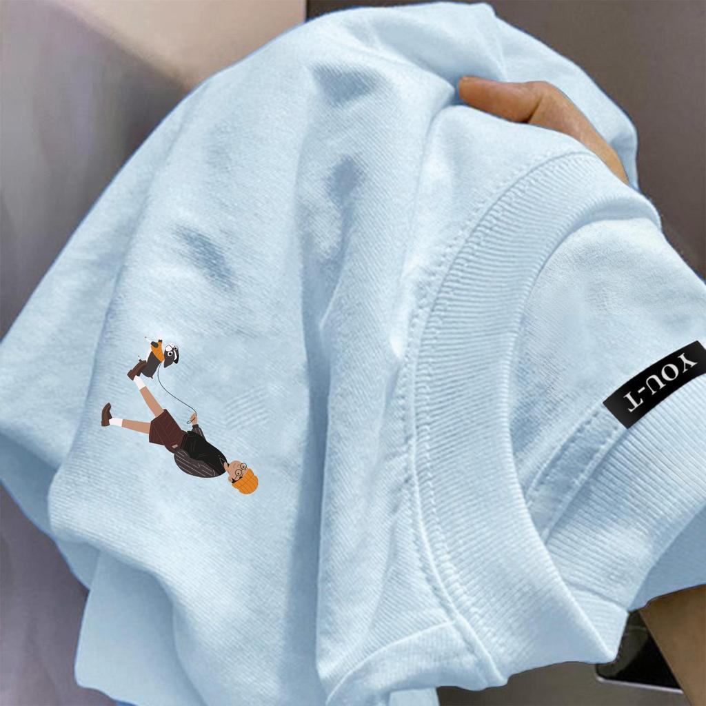 ChillTee เสื้อยืดoversizeไซส์ใหญ่ พิมพ์ลาย "BOY DOG“เสื้อแฟชั่น ผ้าฝ้าย แนวสตรีท ไม่ต้องรีดผ้า สวมใส่สบาย unisex【COD】