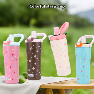 ถ้วยเก็บอุณหภูมิ 316สแตนเลสเครื่องดื่มคู่ที่มีสีสันโลกฟางน้ำ…