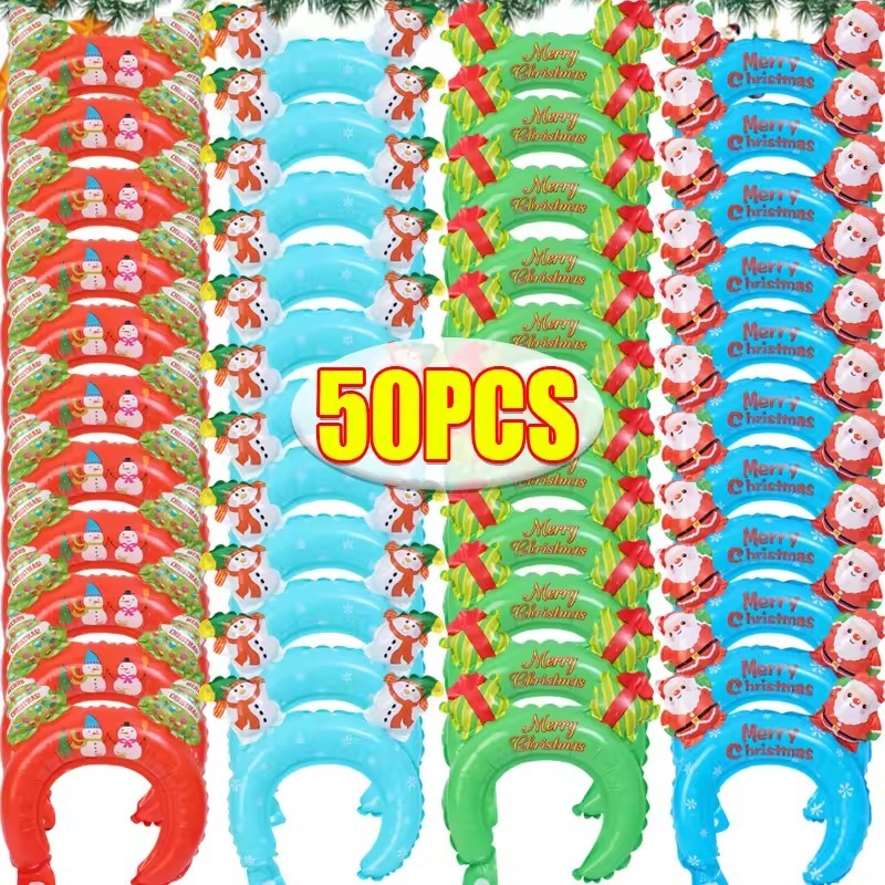 [ตกแต่งคริสต์มาส]ฟอยล์บอลลูนคาดศีรษะคริสต์มาส/น่ารักซานตามนุษย์หิมะออกแบบพอง/แท่งมือถือคริสต์มาสพรรคซัพพลาย