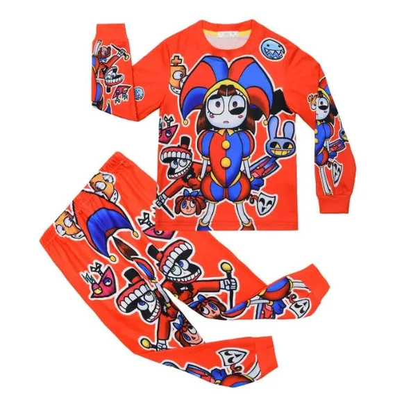 The Amazing Digital Circus ชุดนอนสำหรับครอบครัว พร้อมชุดของ Pomni และ Jax ชุดสำหรับเด็กวัยเรียนเดิน