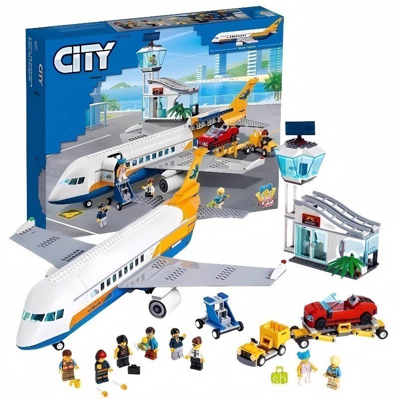 60368 บล็อกตัวต่อ Lego Airport เครื่องบินประกอบความเร็วสูง CITY CITY Train ของเล่นรุ่นขนส่งผู้โดยสาร