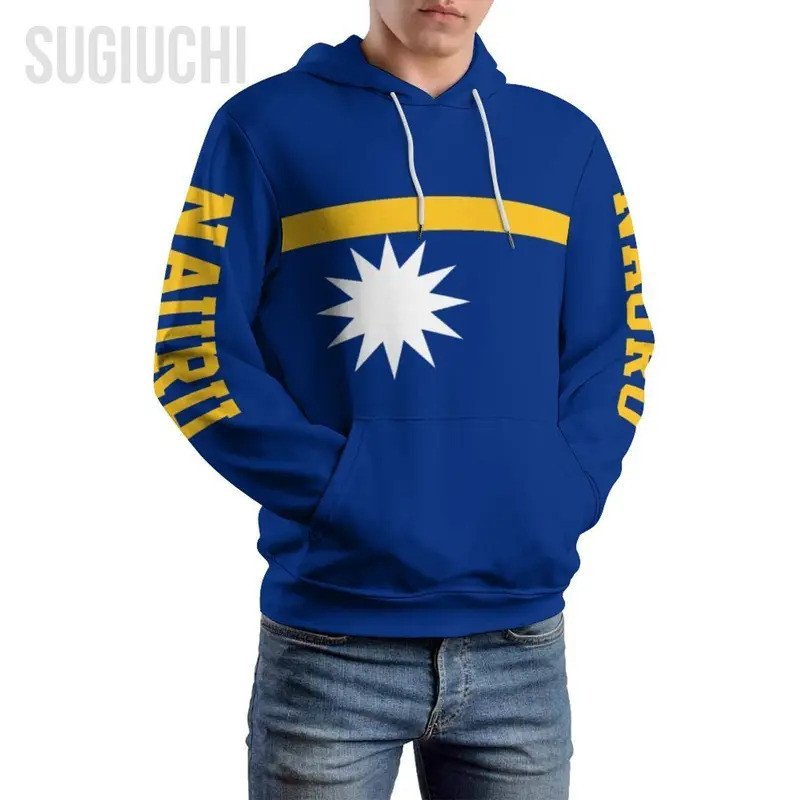 Unisex 3D Hoodie Nauru Flag ผู้ชายผู้หญิงโพลีเอสเตอร์ Harajuku เสื้อกันหนาว Hoodies Casual Cool