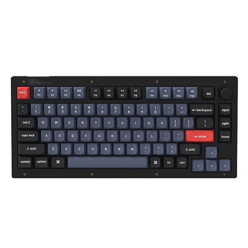 Keychron V1 คีย์บอร์ดแบบมีสายสีดําโปร่งใส 75% คอลัมน์การกําหนดค่า QMK เปลี่ยนคีย์ VIA Custom RGB ปุ่